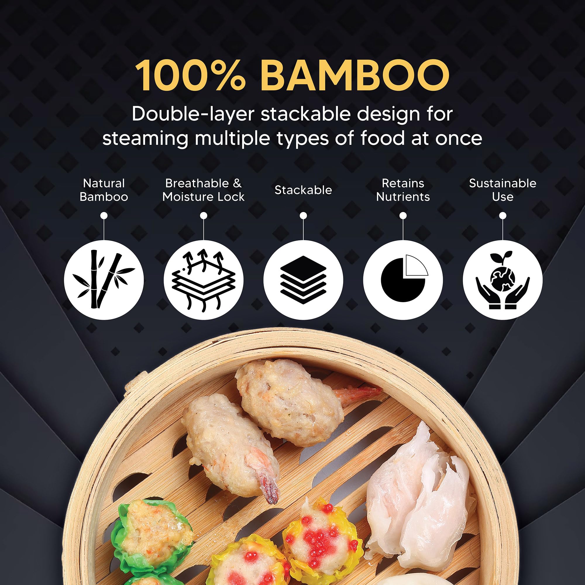 10-Inch Bamboo Food Steamer wi - Bao Steamer Bamboo ulasan dan harga
