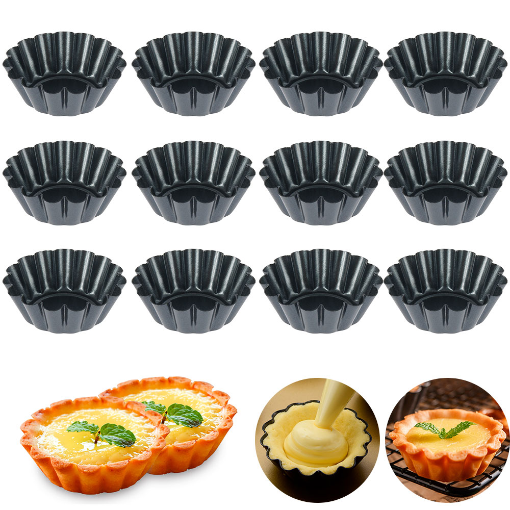 12Pcs Pan Mold Tart Quiche Fla - Egg Waffle Pan ulasan dan harga