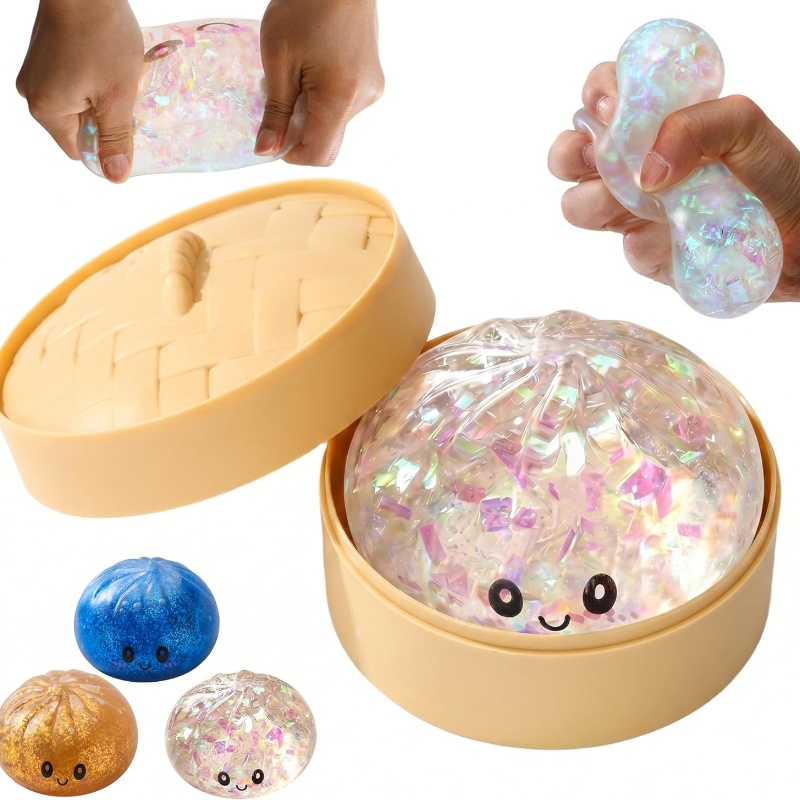 Glitter Bao Bun Squeeze Toy Ka - Bao Steamer Bamboo ulasan dan harga