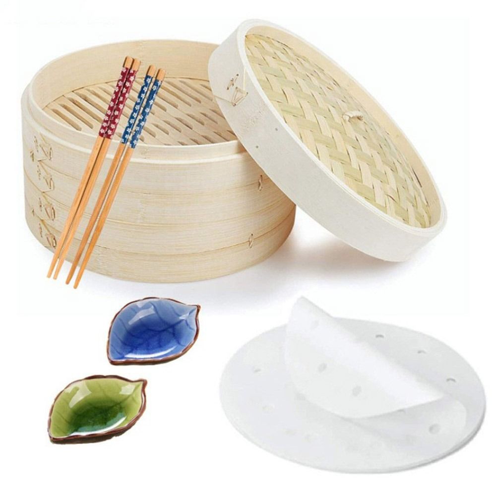 Bamboo Steamer Basket with Lid - Bao Steamer Bamboo ulasan dan harga