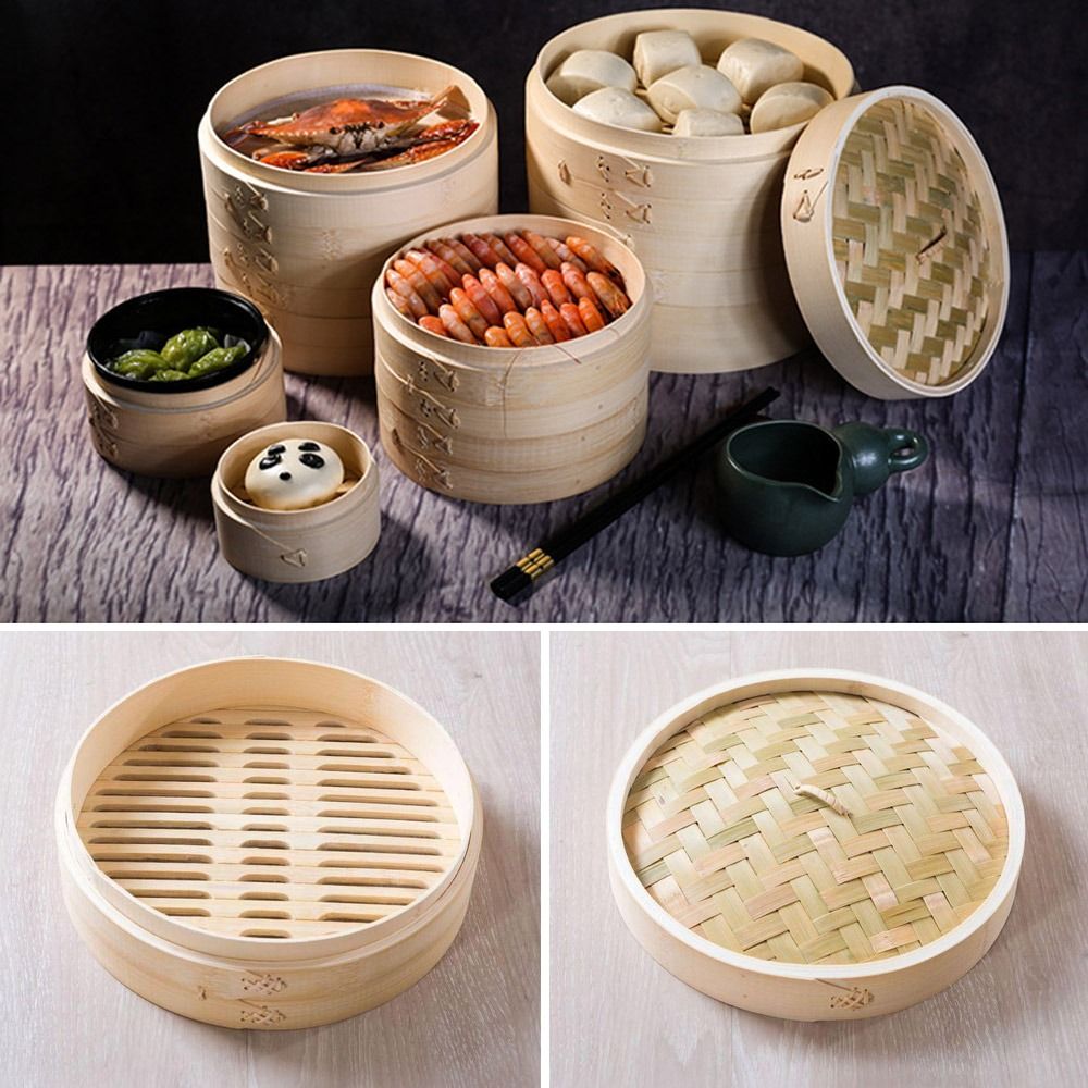 Bamboo Steamer Basket with Lid - Bao Steamer Bamboo ulasan dan harga