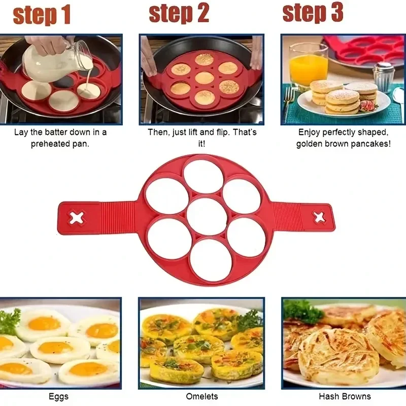 Silicone 7-hole Circular Fryin - Egg Waffle Pan ulasan dan harga